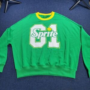 Sprite 61 Graphic Sweatshirt Green Yellow Crew Neck Long Sleeve Pullover LG